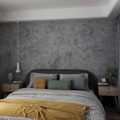 48"×354" Extra Wide Thick Large Size Blue Grey Cracked Concrete Wallpaper Peel Stick Dark Blue Gray Concrete Contact Paper Vinyl Textured Cement Sticker for Bedroom Basement Coffee Room Walls