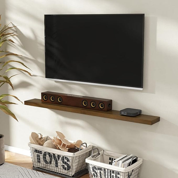 Marsmiles 36 Inch Wood Floating Shelves | Rustic Dark Wood Wall Shelves Set of 2 | 36" W x 7.7" D x 1.6" H Wooden Shelves for Bathroom Kitchen Living Room