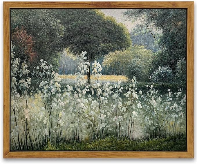 SHENIFY Vintage Landscape Framed Canvas Wall Art Forest Pond Classic Hallway Kitchen Office Decor - 8x10in Natural Framed