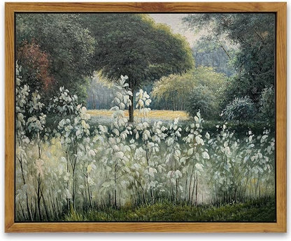 SHENIFY Vintage Landscape Framed Canvas Wall Art Forest Pond Classic Hallway Kitchen Office Decor - 8x10in Natural Framed