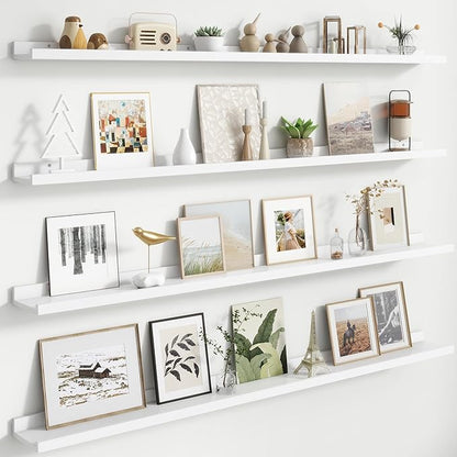 Floating Picture Ledge Shelves Set of 4, 56 Inch Long Large Nursery Book Shelf for Toys Storage Kids Bookshelf Wall Mounted Living Room Bedroom Decor Frames