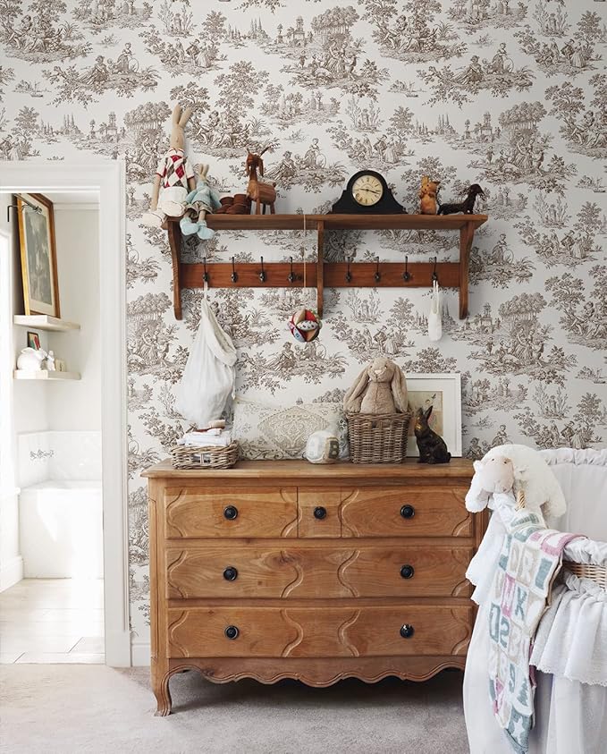 NextWall Chateau Toile Peel and Stick Wallpaper (Sable Brown)
