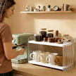 2 Tier Coffee Station Organizer - Acrylic & Pine Wood coffee bar shelf, Easy-to-Clean matcha station for Kitchen Countertops, for Placing Mugs, Coffee Beans, Syrup etc.(15.75