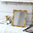Funerom Vintage 11 x 9.5 inch Decorative Mirror, Wall Mounted & Tabletop Makeup Mirror ，Square Antique Gold
