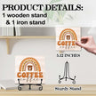 Coffee Bar Decor, Farmhouse Kitchen Table Decor, Coffee Station Accessories, Wooden Decorative Sign with Iron Stand for Table Desk Shelf Display-E28
