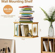 Floating Nightstand Wall Mounted - Natural Solid Wood Night Stand, Bedside Table 2 Tier Shelf, Modern Metal Celestial Side Floating Shelves Decor for Living Room Bedroom