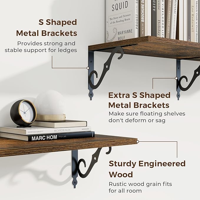 RICHFOCUS 12 Inch Deep Floating Shelves for Wall, 48