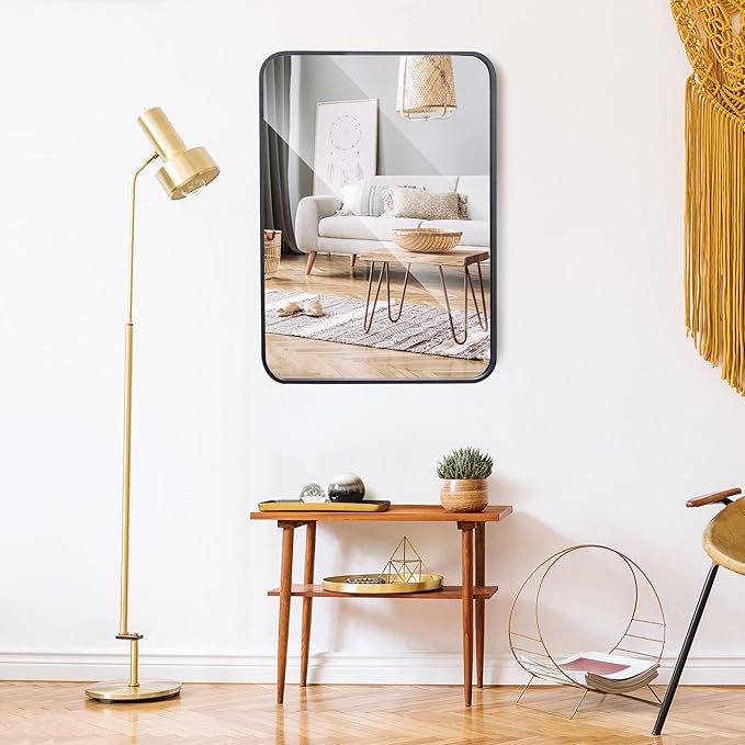 ZenStyle Black Metal Framed Rectangular Wall Mirror 22