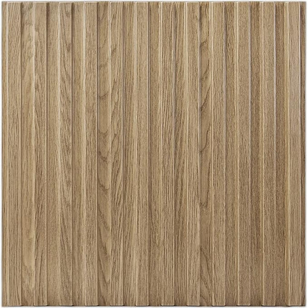 Art3d Slat Wall Panel, 3D Fluted Textured Panel 12-Tile 19.7 x 19.7in. - Walnut