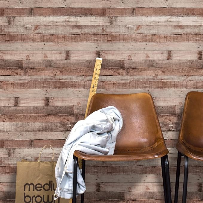 Yun-aeon Natural Wood-Cinnamon Wood Contact Paper Peel and Stick Wallpaper 17.3