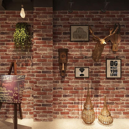 Okydoky Peel and Stick Wallpaper, Rustic Red Brick Wallpaper for Home Decoration, Kitchen Backsplash, Vinyl Self Adhesive Wall Paper for House, Workshop & Office, 17.3" x 236", C204-6