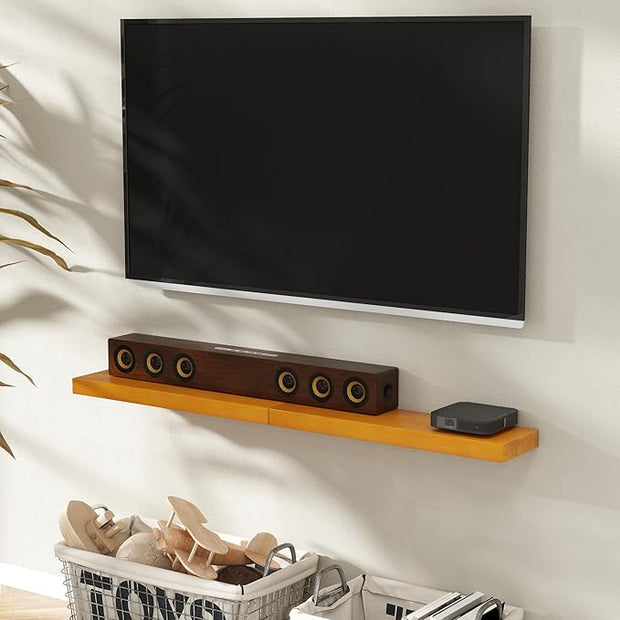Marsmiles 30 Inch Floating Shelves | Rustic Honey Oak Wall Shelves Set of 2 | 30" W x 7.7" D x 1.6" H Wooden Shelves for Bathroom Kitchen Living Room