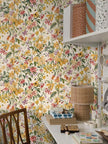 Floral Wallpaper Peel and Stick Boho Wall Paper Removable Waterproof Yellow/Green/Red Contact Paper for Bedroom, Bathroom, Home Wall 17.3