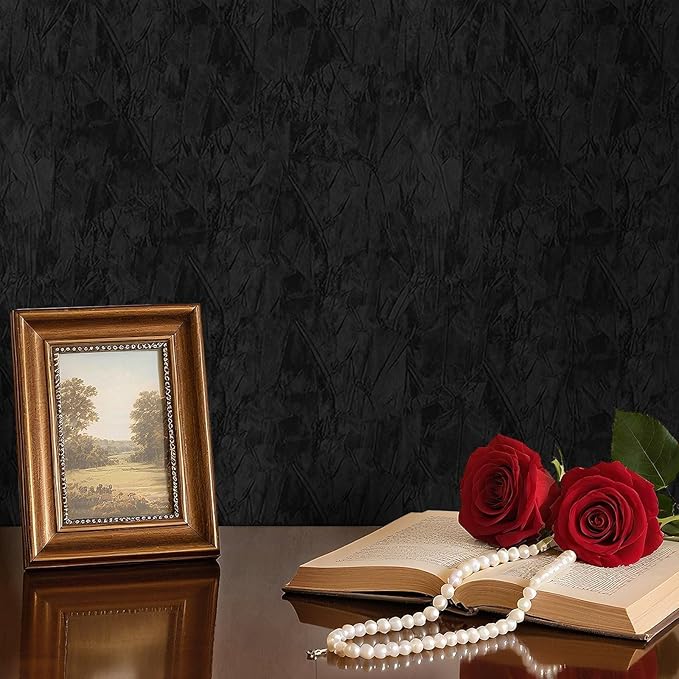 Self Adhesive Velvet Wallpaper Black Soft Velvet Fabric Wallpaper 17.7