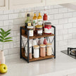 Giikin Kitchen Countertop Organizer, 2 Tier Spice Rack Organizer for Pantry, Kitchen Counter Shelf Wood Coffee Station Organizer (Brown, M)