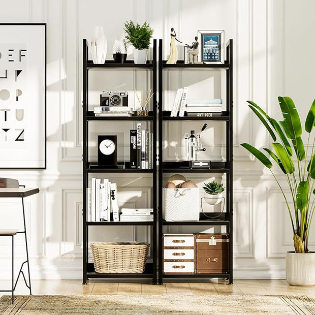 NUMENN Narrow Bookshelf, 5 Tier Bookshelves, Home Office Bookcase Shelf Storage Organizer, Free Standing Storage Shelving Unit for Bedroom, Living Room and Home Office, Grey