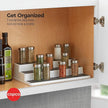 Copco 3-Tier Non-Skid Spice Rack Organizer for Kitchen Cabinet or Pantry, 15-Inch Tiered Shelf, White/Gray, Slip-Resistant Design for Jars and Bottles