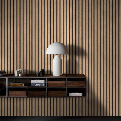 Wallpaper Peel and Stick Wood Grating Stripe Self-Adhesive Wallpaper Faux Wood Contact Paper Wood Slats Self Adhesive Wall Paper PVC Vinyl Film Removable Waterproof 17.3" x 393"