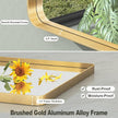 24x32 Inch Gold Framed Bathroom Mirror, Rectangle Brushed Gold Metal Vanity Mirror, Gold Rectangle Mirror for Wall, Rounded Corner, Tempered Glass, Anti-Rust, Shatterproof (Horizontal/Vertical)