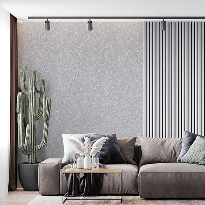 Silver Grey Wallpaper Peel and Stick17.7" X 120"Self Adhesive Embossed Silver Grey Contact Paper Removable Kitchen Vinyl Roll Textured Wallpaper Cabinet Shelf Paper