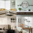Reinforced Steel Bracket Grey Wall Shelves - Easy to Install, Template and Video Included - Grey Shelf for Wall, Gray Shelf for Bathroom