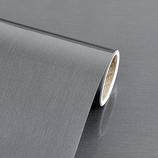 Stainless Steel Contact Paper 15.7"x 196" Thickened Grey Metallic Peel and Stick Wallpaper for Appliances Decorative Self Adhesive Stainless Steel Contact Paper for Fridge Kitchen Dishwasher Cabinets