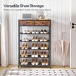 HOOBRO Shoe Rack, 6 Tier Shoe Storage Organizer with 2 Non-Woven Drawers, 15-20 Pairs of Shoes for Entryway, Shoe Shelf with 5 Oxford Fabric Shelves and Wooden Top, Closet, Rustic Brown BF79XJ01