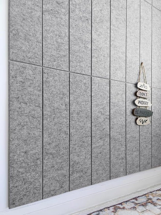 Shiplap Felt Wall Panels for Interior Wall Decor, Accent Wall Paneling for Bedroom Living Room & Office, Peel and Stick, Sound Absorbing – 24 Pack Felt Wall Tiles with Adhesive – Gray Marble