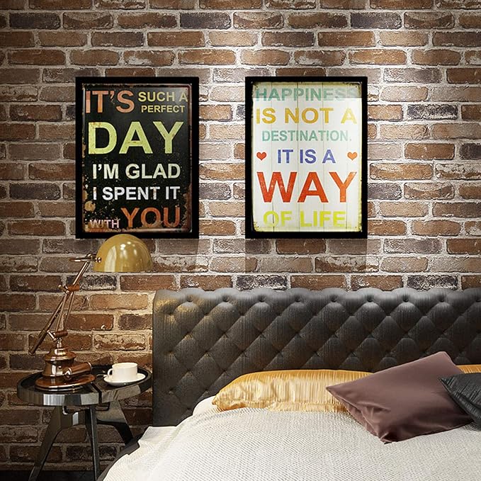 Okydoky Peel and Stick Wallpaper, Brown Brick Wallpaper for Home Decoration, Contact Paper Stick and Peel Backsplash, Vinyl Self Adhesive Wall Paper for House, Workshop&Office, 17.3"x118", C203-3