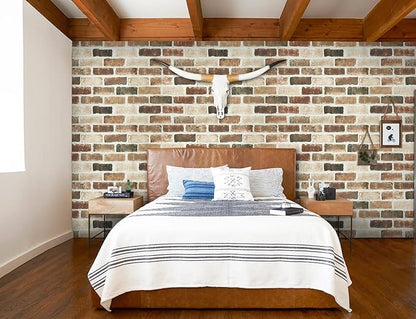 Timeet Vintage Brick Wallpaper Peel and Stick Wallpaper for Bedroom 17.5 "x 197" Brown Stone Wallpaper Self Adhesive Removable Wallpaper for Fireplace Laundry Living Room Accent Walls