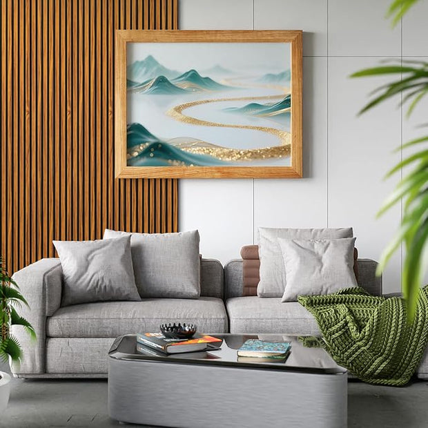 Art3d 4-Piece 94 x 12.6 Inch Acoustic Lightweight Slat Wall Panel - Waterproof Wood Textured Wainscoting Panel of 33 Sq.Ft for Bedroom, Home Theater Office Accent Wall, Teak