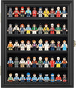 Block Toy Minifigures Dimensions Display Case Thimble Wall Cabinet Shelves Compatible with Challenge Coin Lockalbe UV Protection Door (Small - Black Frame)
