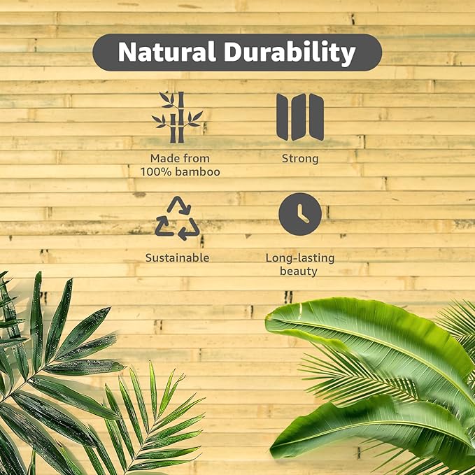 Art3d Natural Bamboo Wall Panel for Interior Wall Decor, Renewable Pole Wrap Wainscoting Paneling for Wall Ceiling Furniture Cabinet Office, 48 x 96 Inch, 2-Pack - Natural