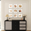 12x12 Picture Frame Set of 9, Display Pictures 8x8 with Mat or 12x12 without Mat, Multi Collage Gallery Square Photo Frames for Wall or Tabletop, Distressed Gray