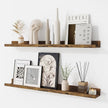 RICHFOCUS Picture Ledge Shelf, 30 inch Floating Shelves Set of 2, Wood Wall Shelves with Lip, Wall Decor Storage for Bedroom Living Room Bathroom Kitchen Nursery Photo Picture, Rustic Brown