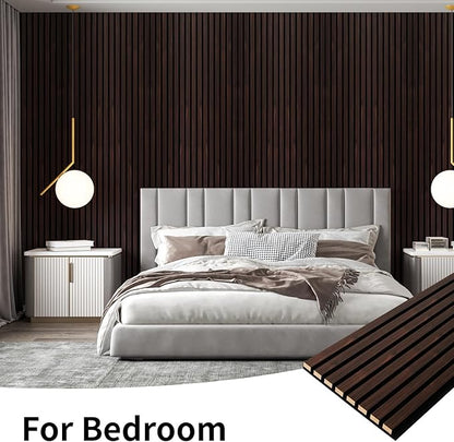 Art3dwallpanels Wood Slat Wall Panel, 108'' x 13'' Wood Panels for Wall 2 Pack 3D Soundproof Wall Panels, Large Acoustic Panels for Interior Ceiling and Wall Decor Noise Reduction,Walnut