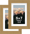 FrameWorks 2-Pack, 5x7 Matted to 4x6 Picture Frame, Golden Oak – Classic Wooden Photo Frame with Tempered Glass, Modern Matte Finish for Prints, Posters, Certificates & Wall Decor – Gallery-Ready