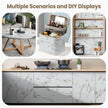 practicalWs Glossy Marble Wallpaper Peel and Stick White/Gold Granite Contact Paper Removable Wall Paper for Kitchen Countertop Cabinet Furniture 23.6