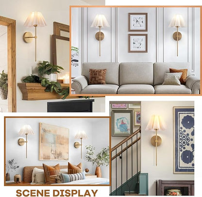 Battery Operated Wall Sconces Set of 2, Rechargeable RGB Wall Lights, Not Hardwired Wall Lights with Petal Shades, Wireless Wall Lamp with Remote Control for Living Room Corridor Bedroom etc