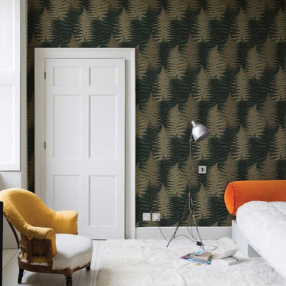 JiffDiff Botanical Fern Wallpaper 236.22" x17.7" Leaf Peel and Stick Wallpaper Green Grunge Ferns Removable Botanical Greenery Self Adhesive