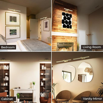 Wireless Picture Lights for Wall, Battery Operated Wall Light for Painting Rechargeable CCT Rotatable Art Gallery Light with Remote Dimmable Timer for Artwork Frame Display Dartboard