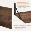 Heimlove 12 Inch Deep Floating Shelves for Wall, 16W x 12D Wood Wall Shelves Set of 2, Walnut Wide Floating Bookshelf for Living Room, Kitchen, Office, Bedroom, with Black Metal Bracke - Walnut