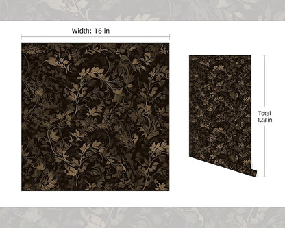FLFK Peel and Stick Wallpaper Black Gothic Wall Paper for Bedroom Kitchen Apartment Decor 16" x 128"