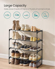 SONGMICS Shoe Rack, 4-Tier Shoe Organizer, Metal Storage Shelf, Upright or Upside Down, for 10-15 Pairs, Stackable, for Entryway, 11.8 x 26.8 x 28.4 Inches, Black ULSA204B01