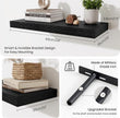 Fun Memories 24 Inch Floating Shelves Wall Mounted, 10 Inch Deep Wall Shelves, 24 x 10 Floating Shelf for Living Room Bathroom Bedroom, Black, Set of 2