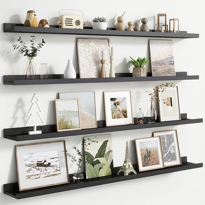 Floating Picture Ledge Shelves Set of 4, 48 Inch Long Large Nursery Book Shelf for Toys Storage Kids Bookshelf Wall Mounted Living Room Bedroom Decor Frames