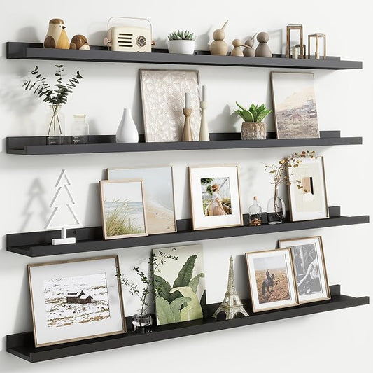 Floating Picture Ledge Shelves Set of 4, 48 Inch Long Large Nursery Book Shelf for Toys Storage Kids Bookshelf Wall Mounted Living Room Bedroom Decor Frames