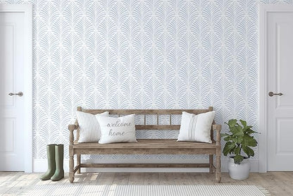 Safiyya Peel and Stick Wallpaper Boho Contact Paper 17.3"x196" Blue Geometric Modern Wall Paper Self Adhesive Removable Wallpaper for Bedroom Vinyl Rolls