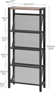 Shoe Rack, 5-Tier Slanted Shoe Rack, Narrow Shoe Storage Shelf, Slim Shoe Organizer for Entryway, Space-Saving, Wooden Top and Metal Frame, for Entryway, Hallway, Greige and Black TXJ03BG