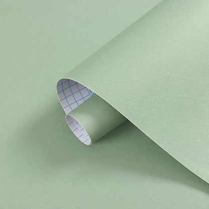 Dimoon 17.7''x362'' Peel and Stick Wallpaper Light Green Contact Paper for New Environmentally Friendly Materials Thickening Upgrade Embossed Renter Friendly Wall Paper Vinyl Countertop Bedroom